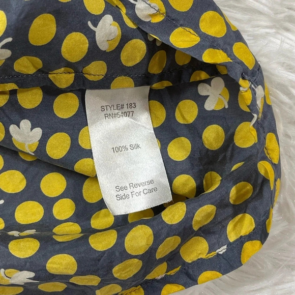 CAbi 100% Silk Clover Polka Dot Short Sleeve Button Down Blouse Women’s Size S - Picture 6 of 13